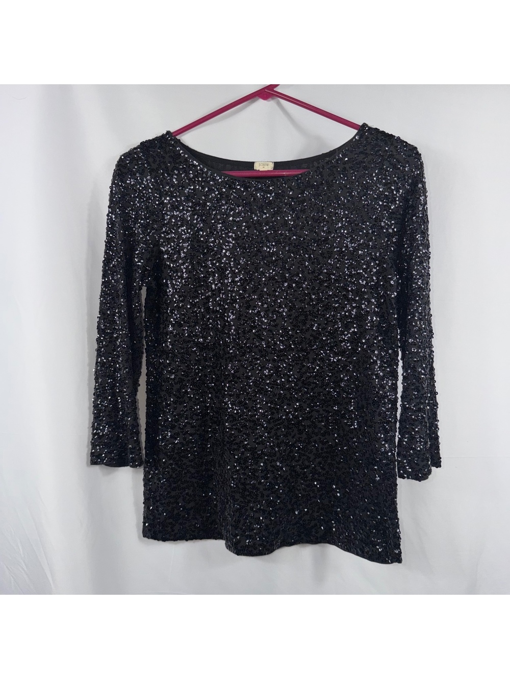 J.Crew Women’s XS Black Sequin 3/4 Sleeve Top